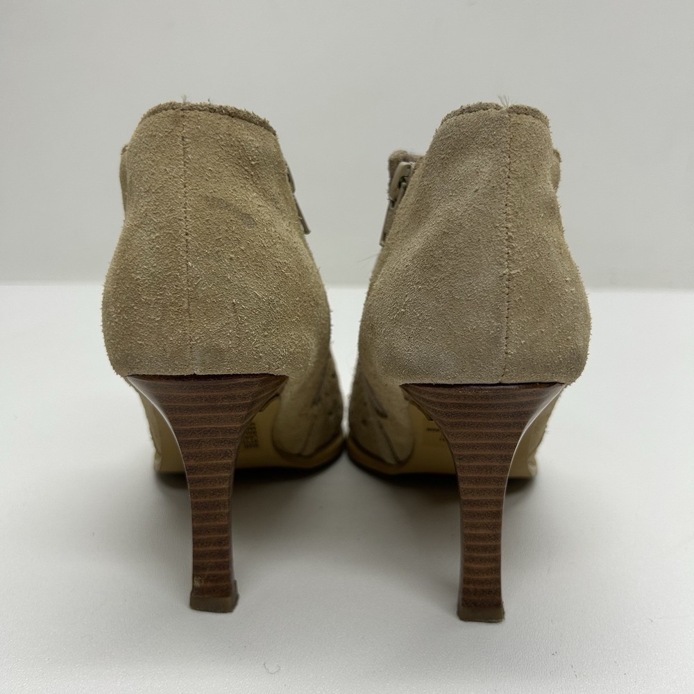 Newport News Suede Laser Cut Out Ankle Boots Booties Western Pointed Toe Size 6 - Picture 10 of 14
